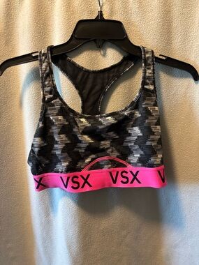 VSX Black & Pink Patterned Racerback Sports Bra